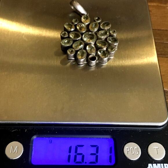 Vintage Citrine and Sterling Silver Pendant, Large - Picture 4 of 4